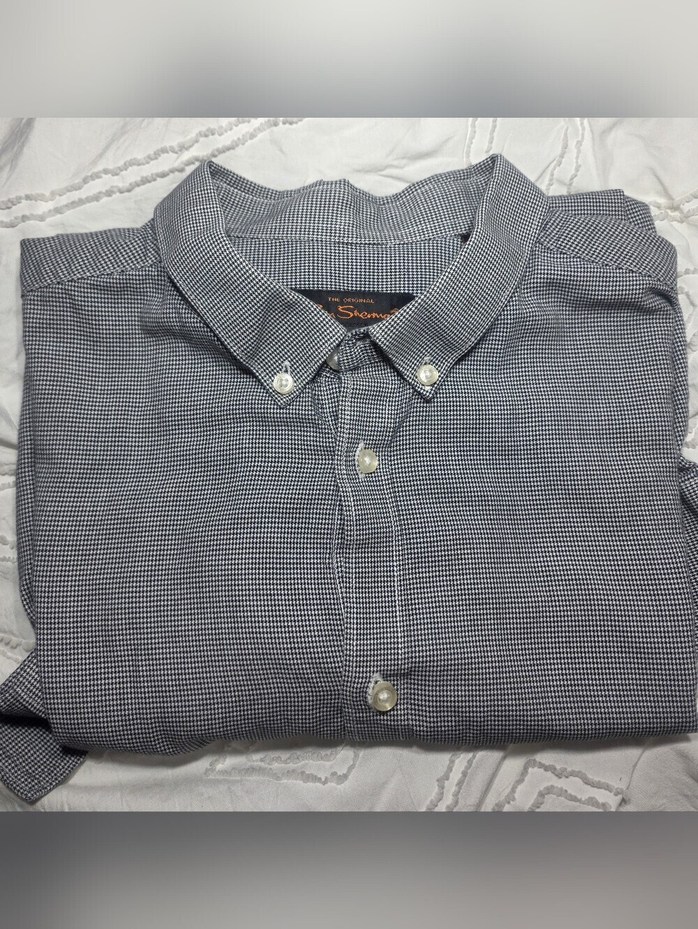 Ben Sherman Men’s Button Down Shirt XL Black White Micro Check Long Sleeve